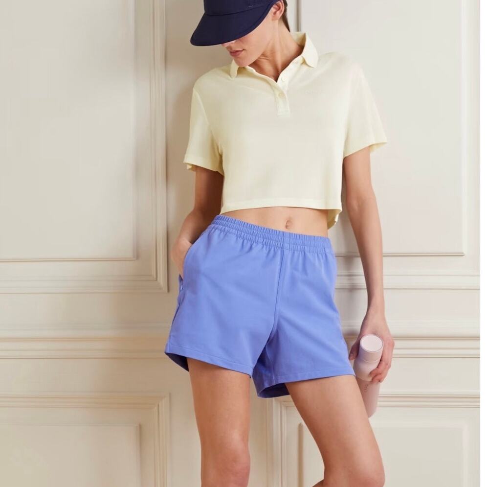 Outdoor Voices Women's Milk Stone Lightweight Birdie Cropped Polo Shirt Size M